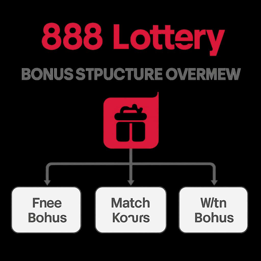 Diagram illustrating the 888 Lottery Bonus Structure Overview.