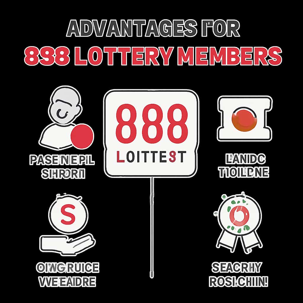 Illustration explaining the advantages of 888 Lottery membership.