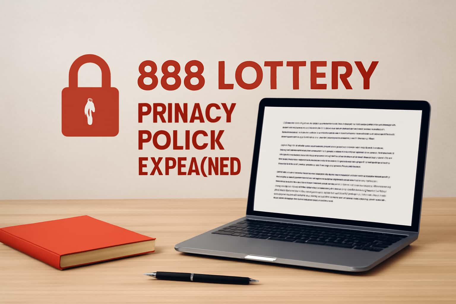 An informational scene illustrating the privacy policy of 888 Lottery.