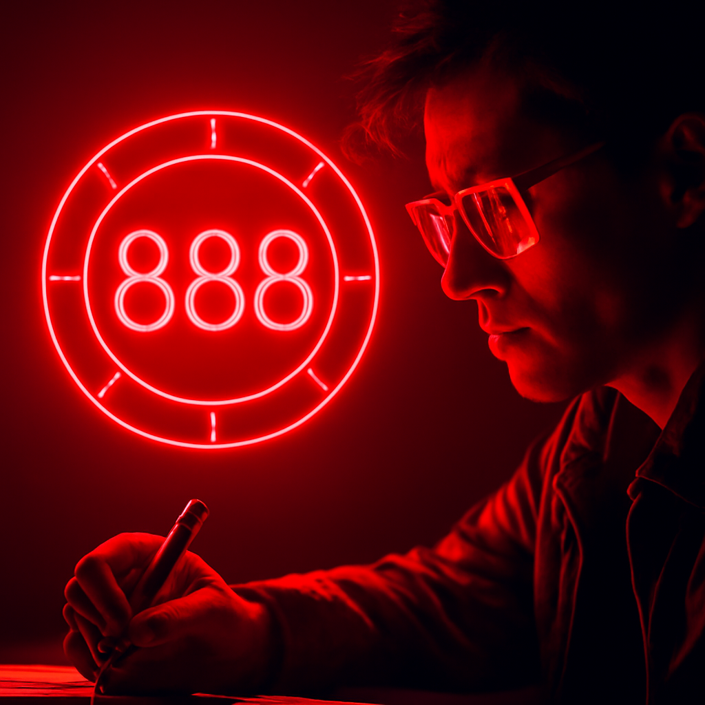 A badge concept for 888 Lottery login help.