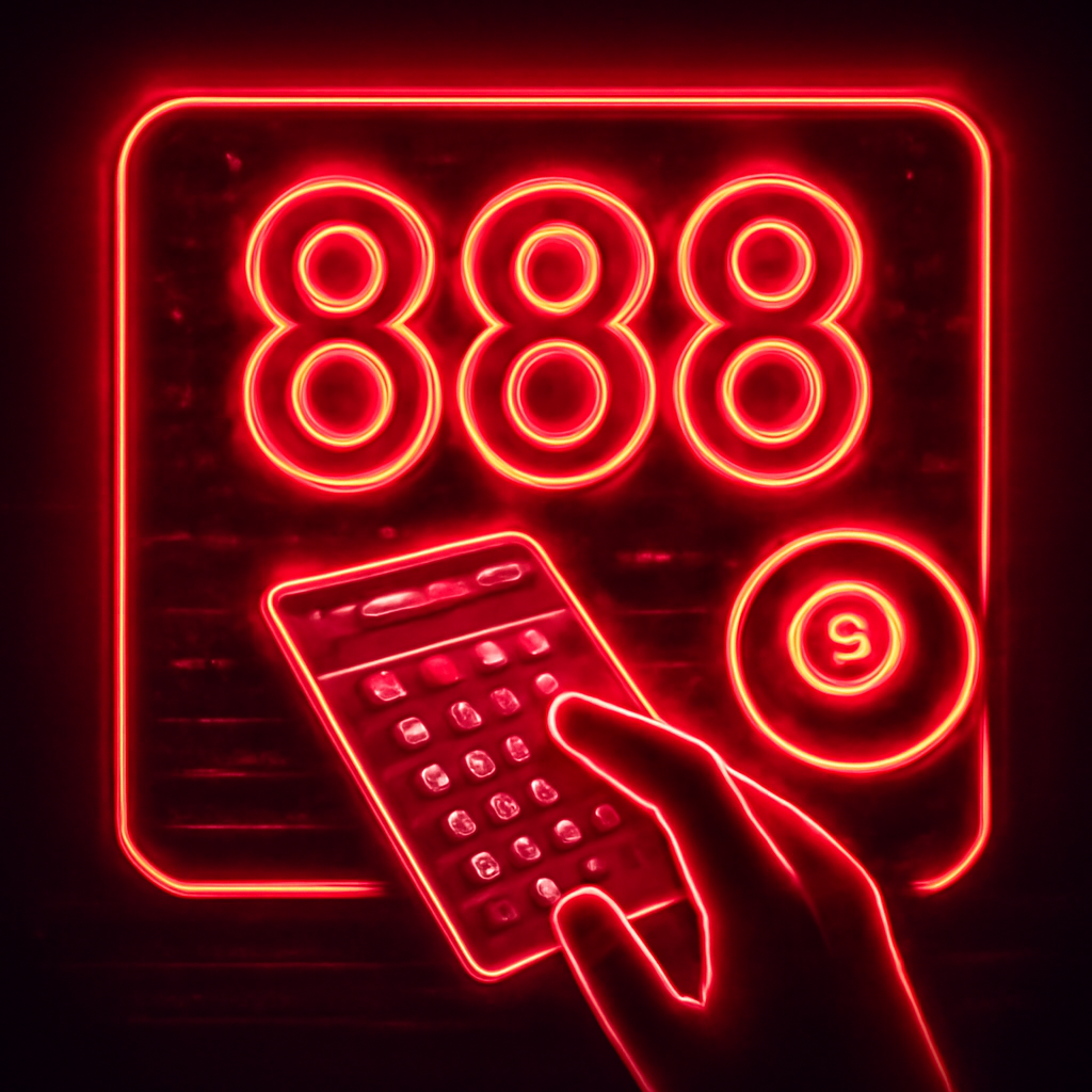 A badge concept for 888 Lottery login help.